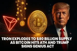 TRON Hits $80B in Stablecoin Volume as BTC Price Hits ATH and GENIUS Act Ignites Altcoin Frenzy
