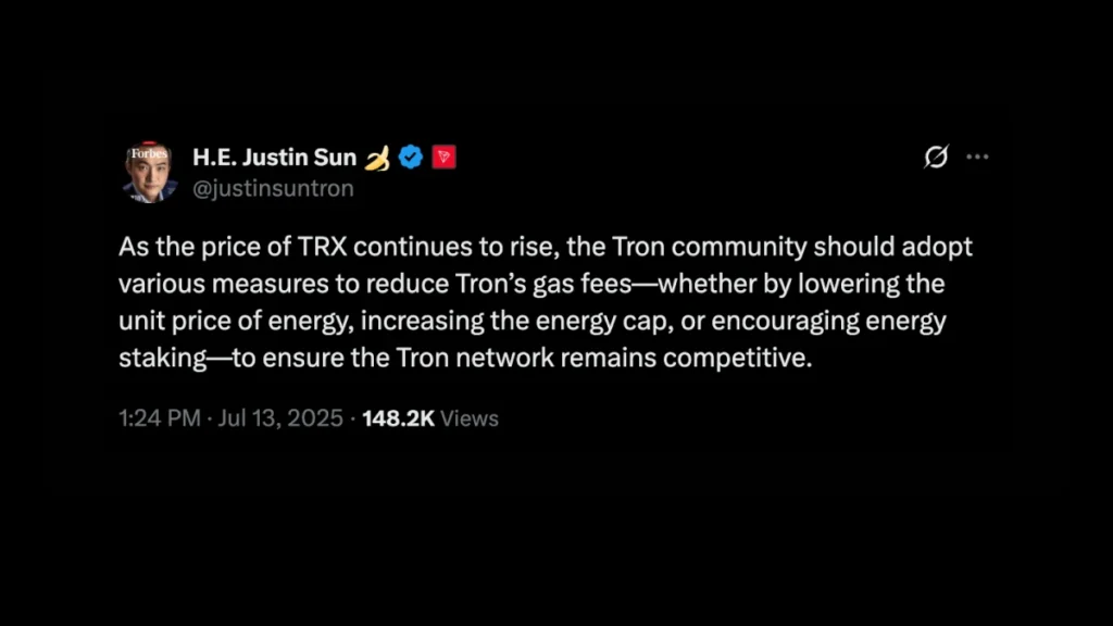 Justin Sun Proposes Fee Cuts as TRON Overtakes PayPal in Stablecoin Settlements