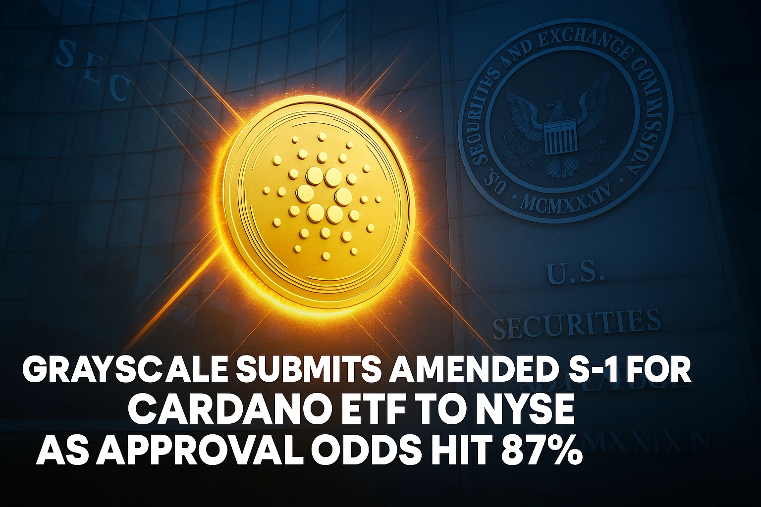 Grayscale Submits Amended S-1 For Cardano ETF To NYSE Arca As Approval Odds Hit 87%