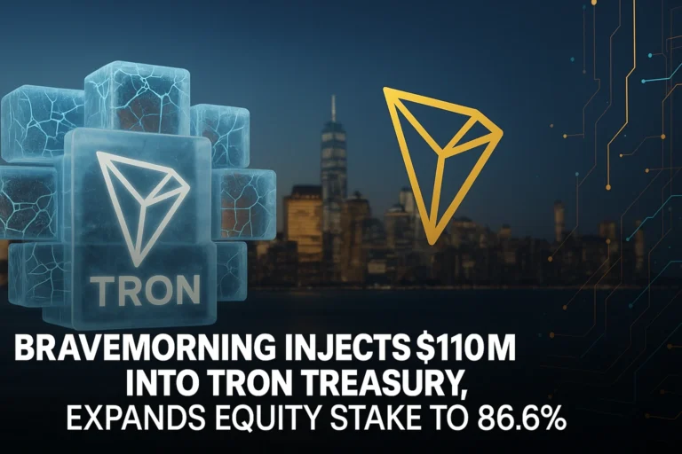 Bravemorning Injects $110M Into TRON Treasury, Expands Equity Stake to 86.6%