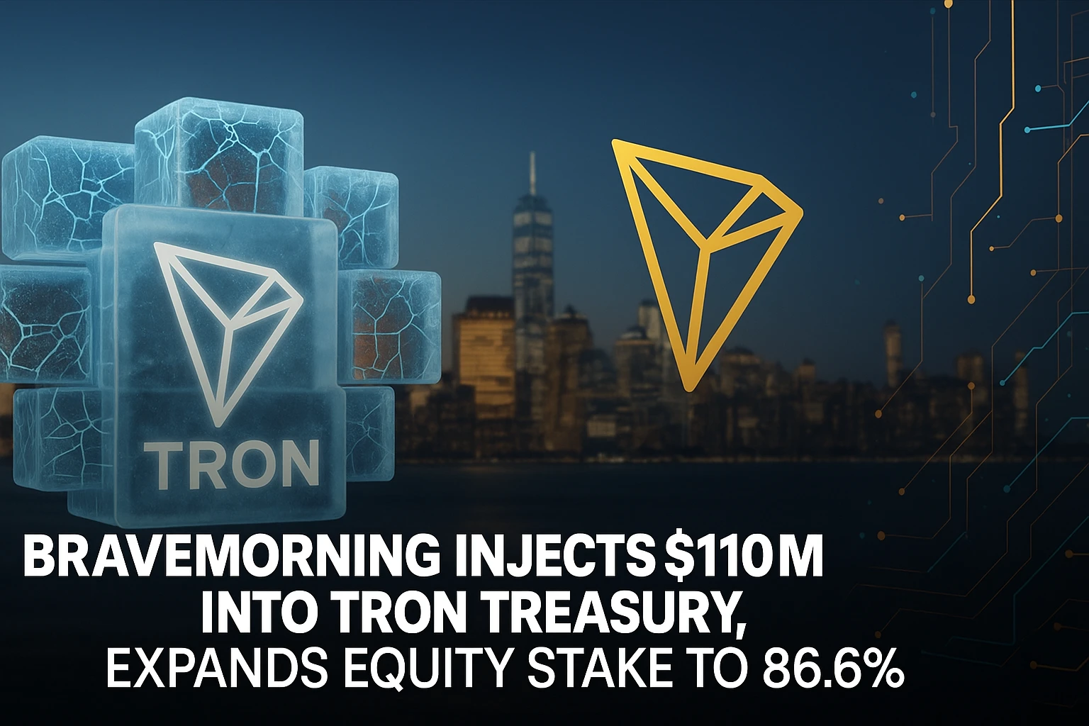 Bravemorning Injects $110M Into TRON Treasury, Expands Equity Stake to 86.6%