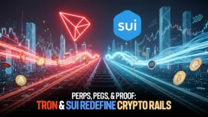 TRON Balances $30M Perps Debut Against 85% Stock Slump as Sui’s Stablecoins Rewire On-Chain Rails